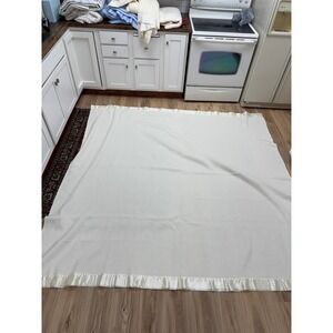 Fieldcrest Touch of Class Queen Blanket Cream Satin Ruffle Trim Acrylic Amazing!
